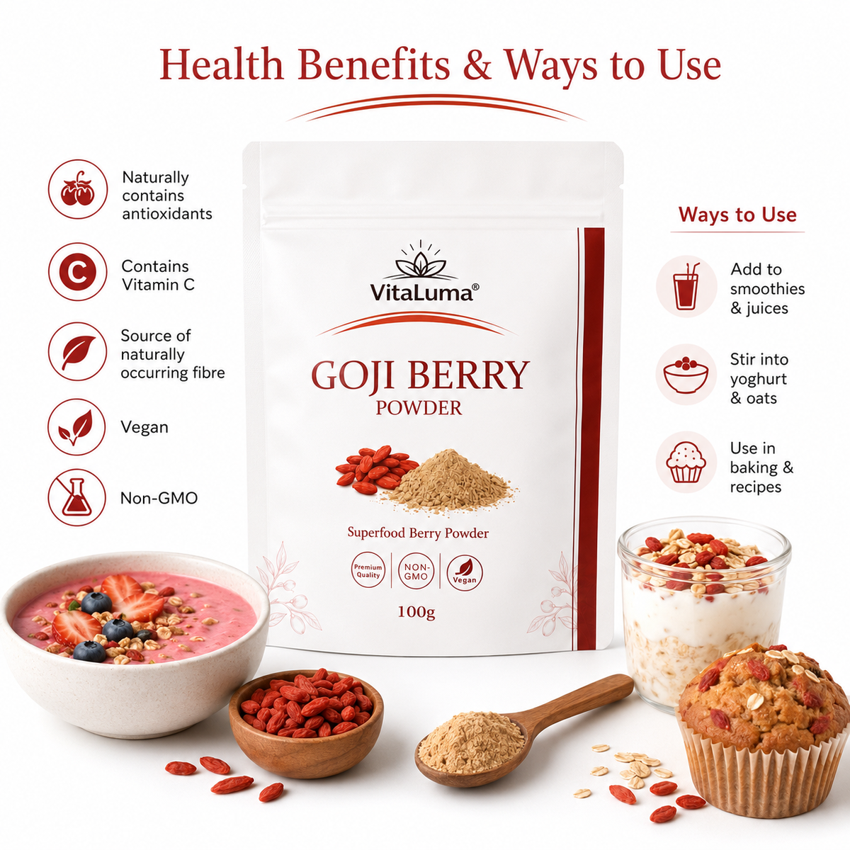 VitaLuma Pure Goji Berry Powder 100g - image 5