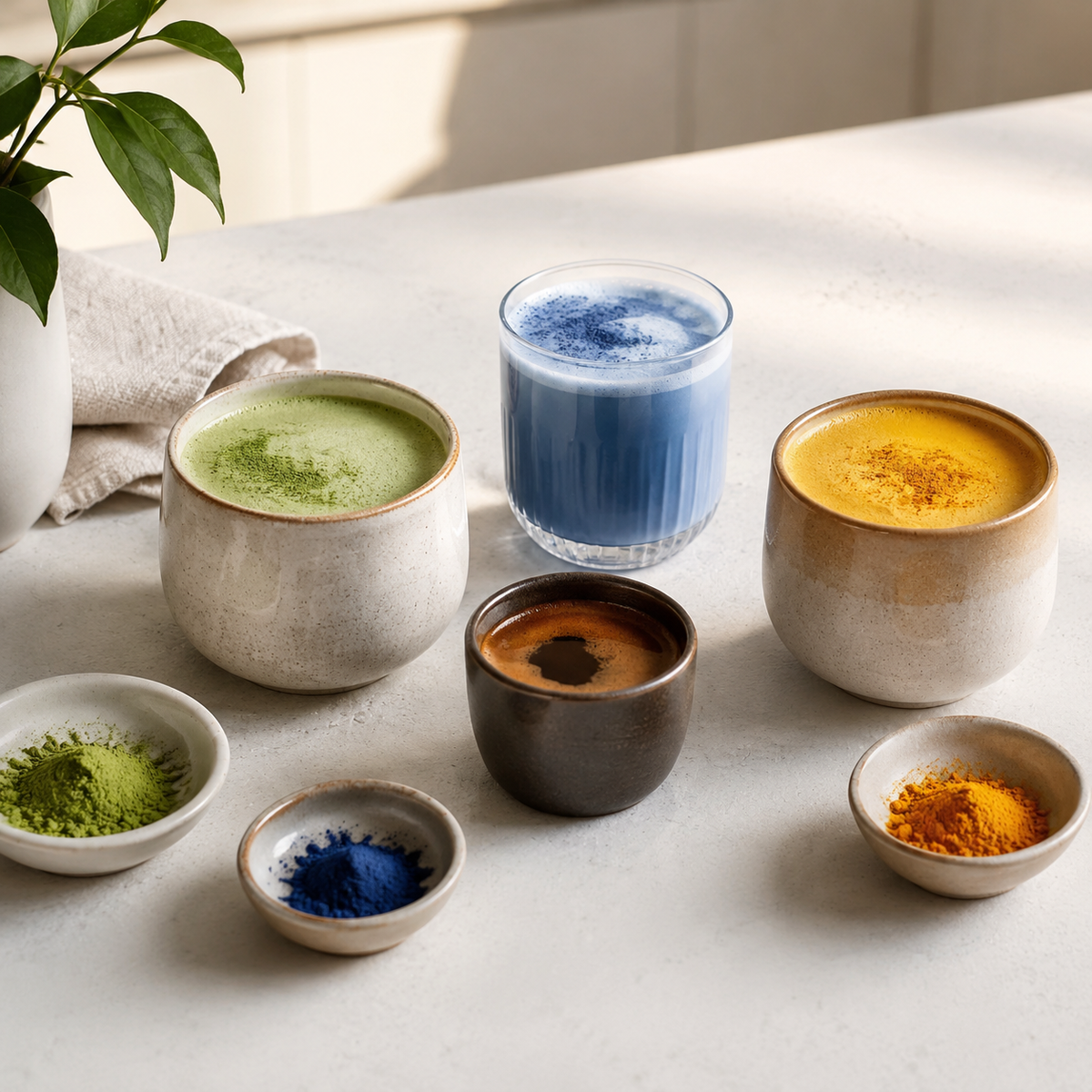 Green and blue matcha morning ritual