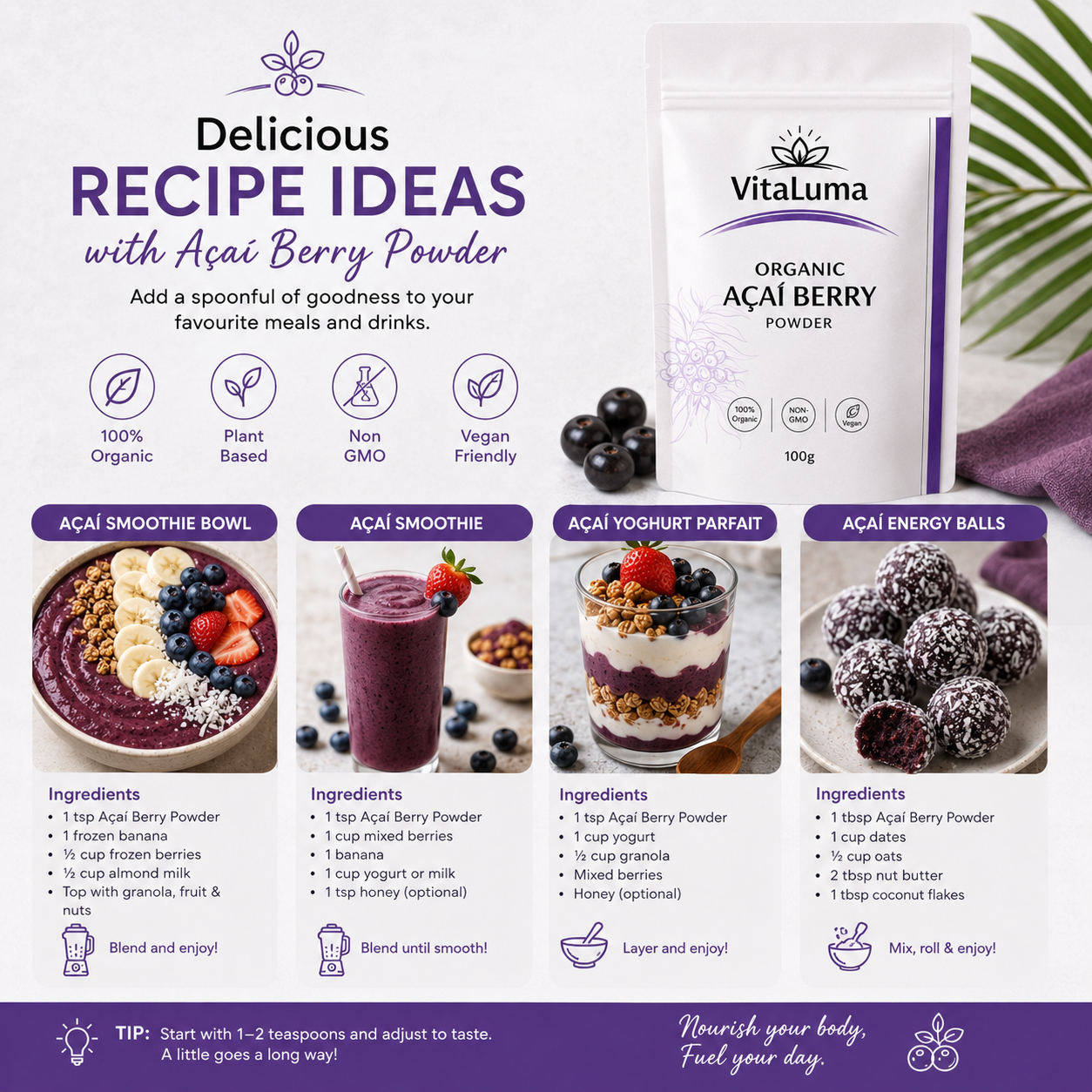 Organic Acai Berry Powder - 100g
