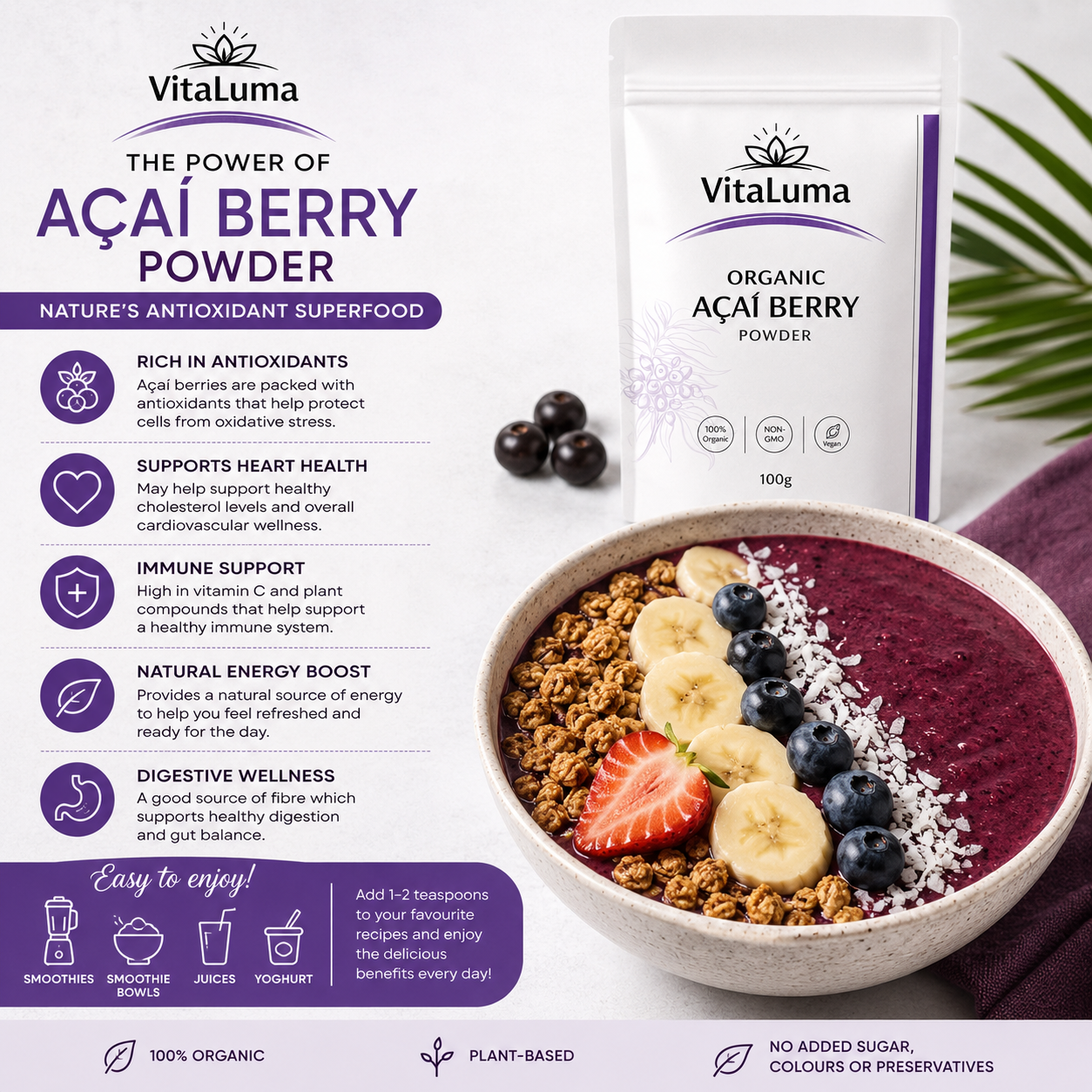 Organic Acai Berry Powder - 100g
