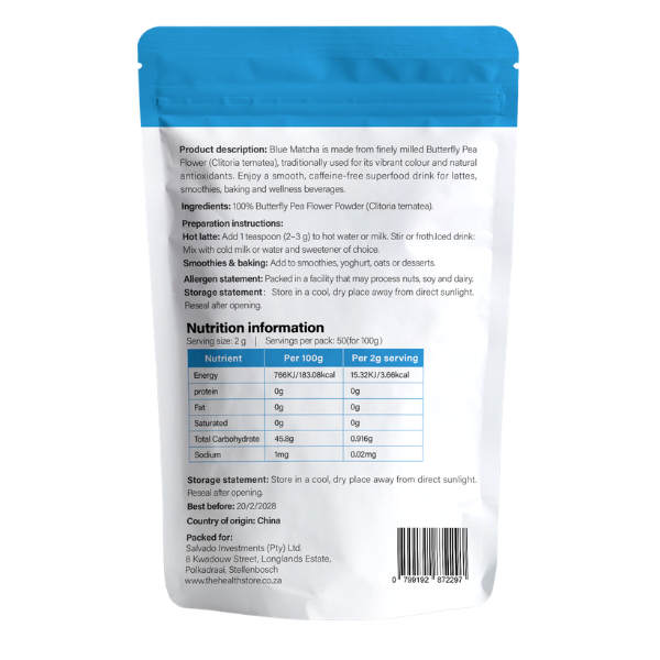 Organic Blue Matcha Butterfly Pea Tea Powder - 100g