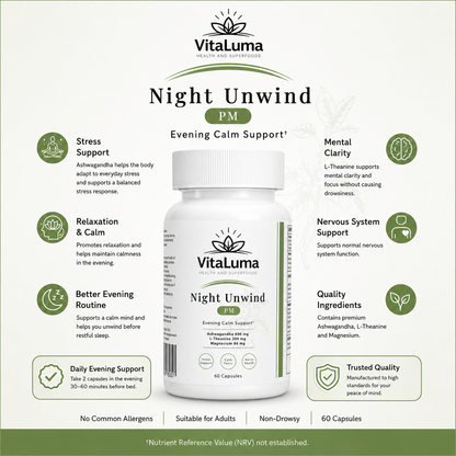 Night Unwind - KSM-66 Ashwagandha, L-Theanine & Magnesium - Capsules 60s
