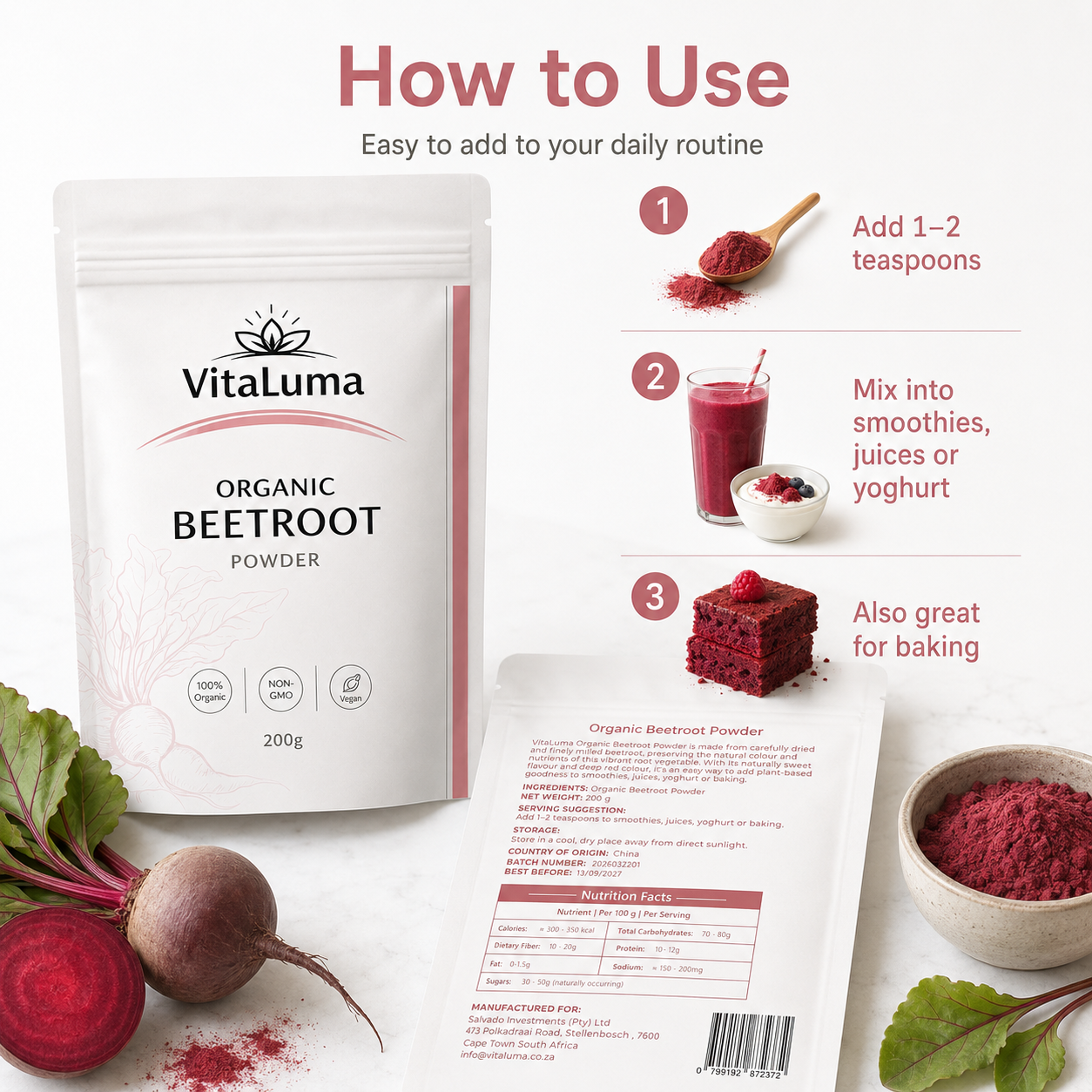 Organic Beetroot Powder - 200g