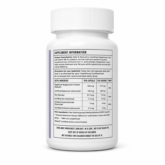 Muscle Rest & Recovery Magnesium, Zinc & Vitamin B6 - Capsules 60s