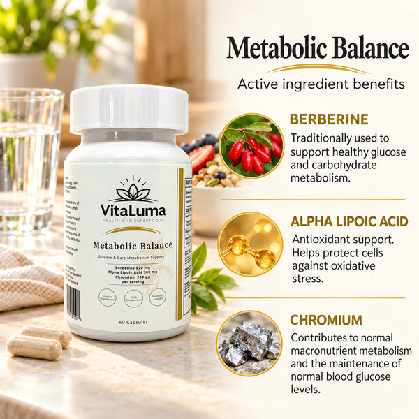 VitaLuma Metabolic Balance — benefits of Berberine, Alpha Lipoic Acid and Chromium