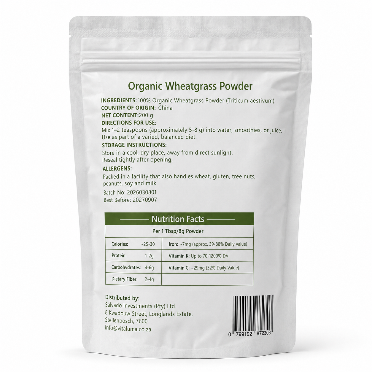 Organic Wheatgrass Powder - 200g