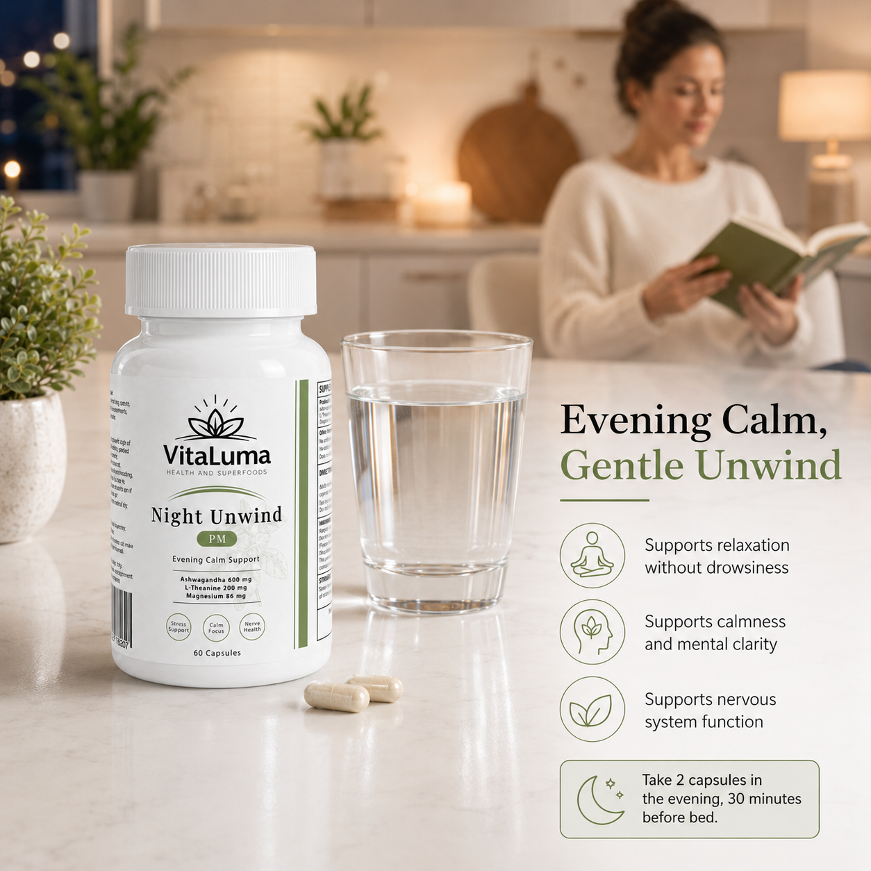 Night Unwind - KSM-66 Ashwagandha, L-Theanine & Magnesium - Capsules 60s