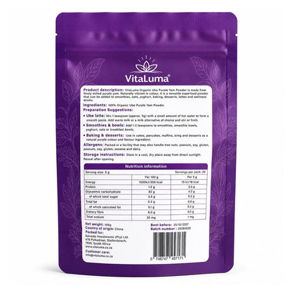 VitaLuma Organic Ube Purple Yam Powder 100g - image 2