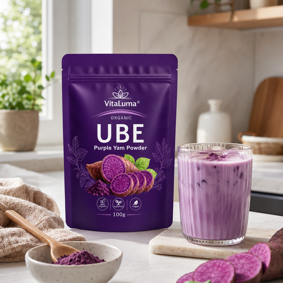 VitaLuma Organic Ube Purple Yam Powder 100g - image 4